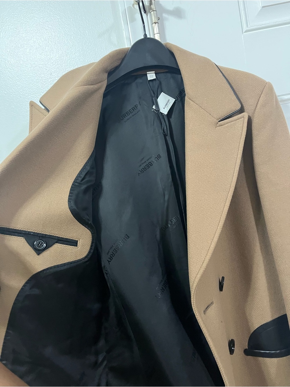 BURBERRY Lambskin Trim Wool Cashmere Blend Tailored Coat 10 Excellent Condition - Picture 7 of 7